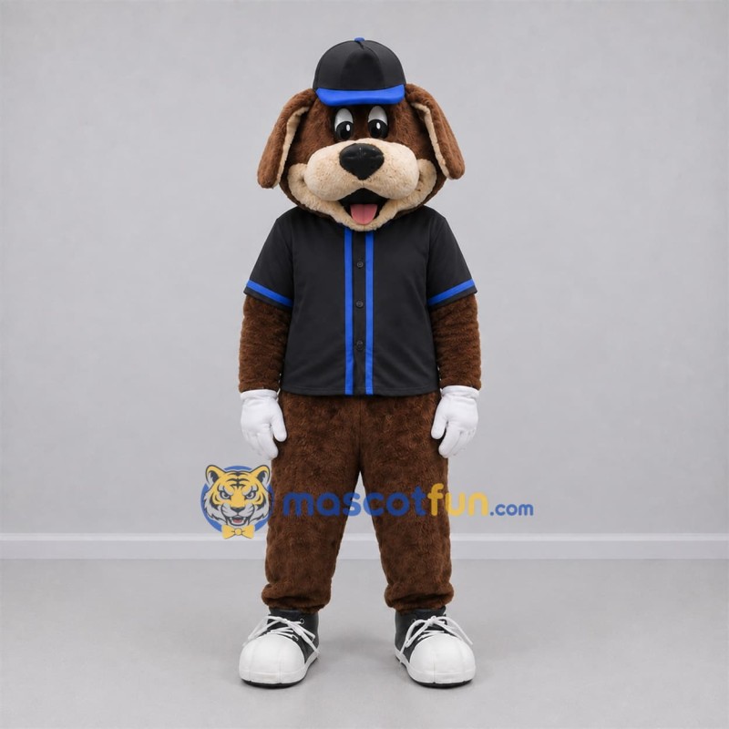 Custom Brown and Black Dog Mascot Costume Adult Full Body Suit for Baseball Games Custom Brown and Black Dog Mascot Costume Adult Full Body Suit for Baseball Games