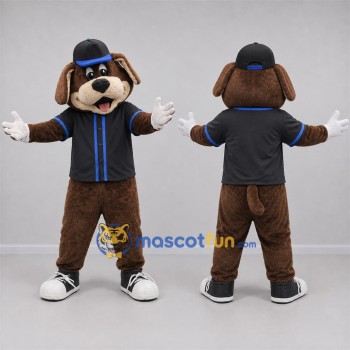 Custom Brown and Black Dog Mascot Costume Adult Full Body Suit for Baseball Games