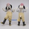 Custom White and Tan Firefighter Dog Mascot Costume Adult Full Body Suit for Safety Awareness Events