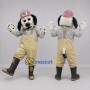 Custom White and Tan Firefighter Dog Mascot Costume Adult Full Body Suit for Safety Awareness Events