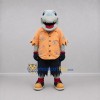 Custom Gray and Orange Shark Mascot Costume Adult Full Body Suit for Beach Events Custom Gray and Orange Shark Mascot Costume Adult Full Body Suit for Beach Events