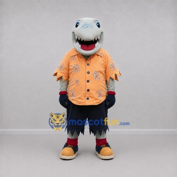Custom Gray and Orange Shark Mascot Costume Adult Full Body Suit for Beach Events