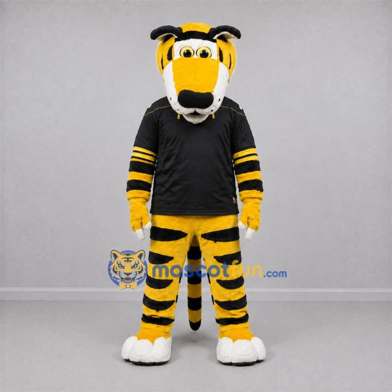 Custom Yellow and Black Tiger Mascot Costume Adult Full Body Suit for Sports Events