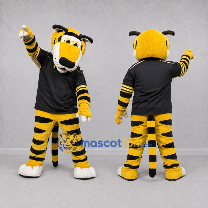 Custom Yellow and Black Tiger Mascot Costume Adult Full Body Suit for Sports Events