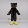 Custom Dark Brown and Yellow Teddy Bear Mascot Costume Adult Full Body Suit for School Events