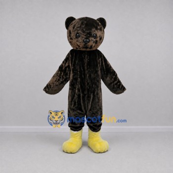 Custom Dark Brown and Yellow Teddy Bear Mascot Costume Adult Full Body Suit for School Events