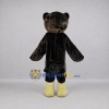 Custom Dark Brown and Yellow Teddy Bear Mascot Costume Adult Full Body Suit for School Events