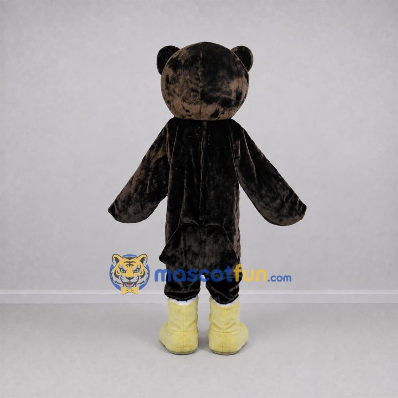 Custom Dark Brown and Yellow Teddy Bear Mascot Costume Adult Full Body Suit for School Events