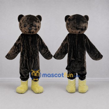 Custom Dark Brown and Yellow Teddy Bear Mascot Costume Adult Full Body Suit for School Events