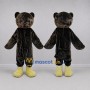 Custom Dark Brown and Yellow Teddy Bear Mascot Costume Adult Full Body Suit for School Events