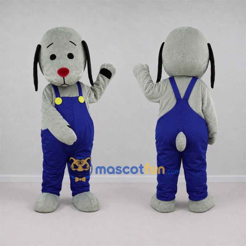 Custom Gray and Blue Dog Mascot Costume Adult Full Body Suit for School Events Custom Gray and Blue Dog Mascot Costume Adult Full Body Suit for School Events