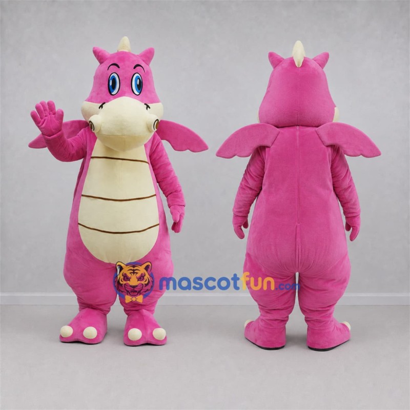 Custom Pink and Cream Dragon Mascot Costume Adult Full Body Suit for Fantasy Events Custom Pink and Cream Dragon Mascot Costume Adult Full Body Suit for Fantasy Events