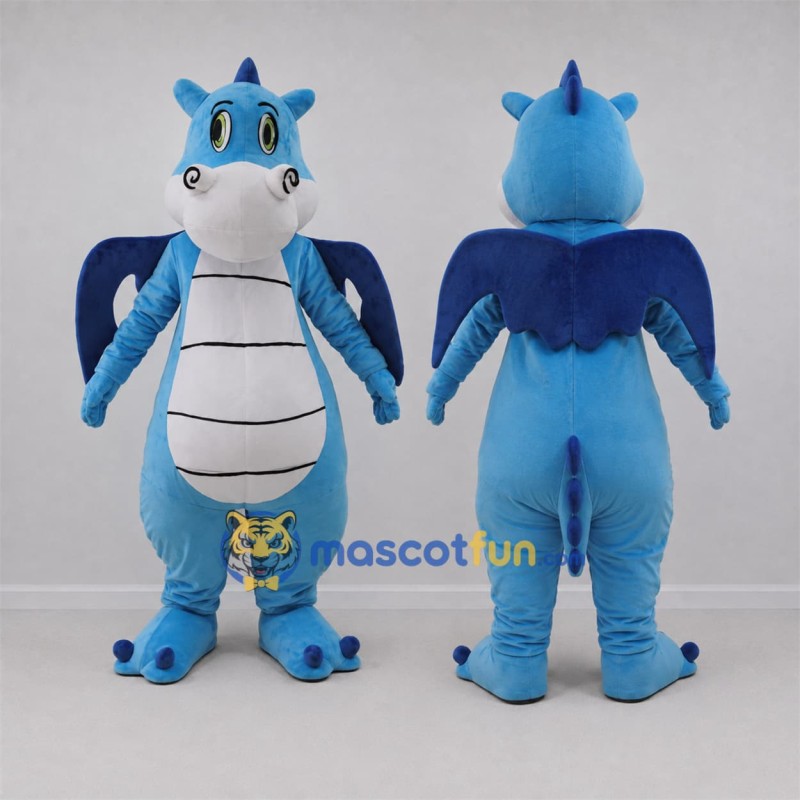 Custom Blue and White Dragon Mascot Costume Adult Full Body Suit for Fantasy Events Custom Blue and White Dragon Mascot Costume Adult Full Body Suit for Fantasy Events