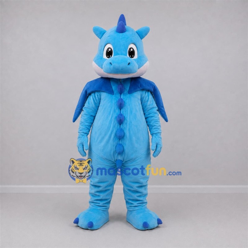 Custom Light and Dark Blue Dragon Mascot Costume Adult Full Body Suit for Fantasy Events