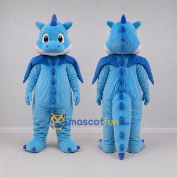 Custom Light and Dark Blue Dragon Mascot Costume Adult Full Body Suit for Fantasy Events