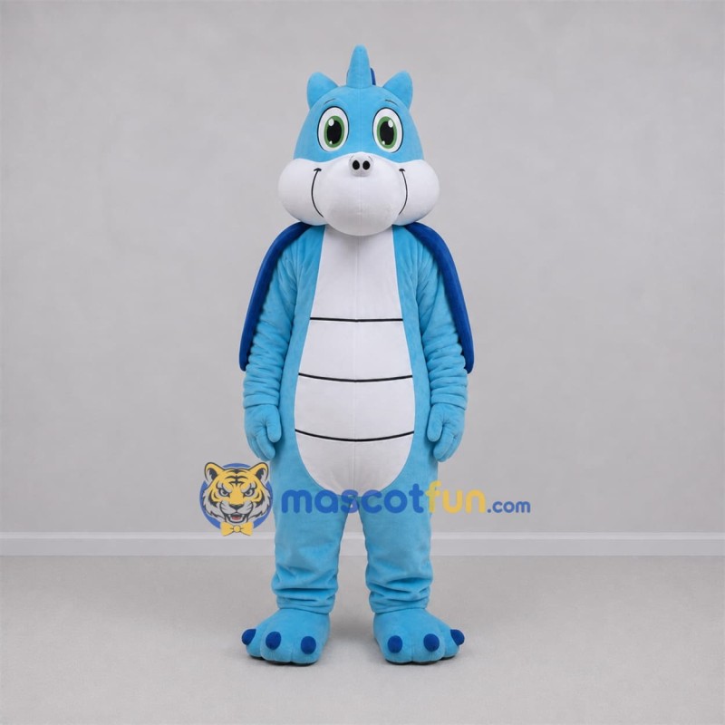 Custom Blue and White Dragon Mascot Costume Adult Full Body Suit for Fantasy Events Custom Blue and White Dragon Mascot Costume Adult Full Body Suit for Fantasy Events