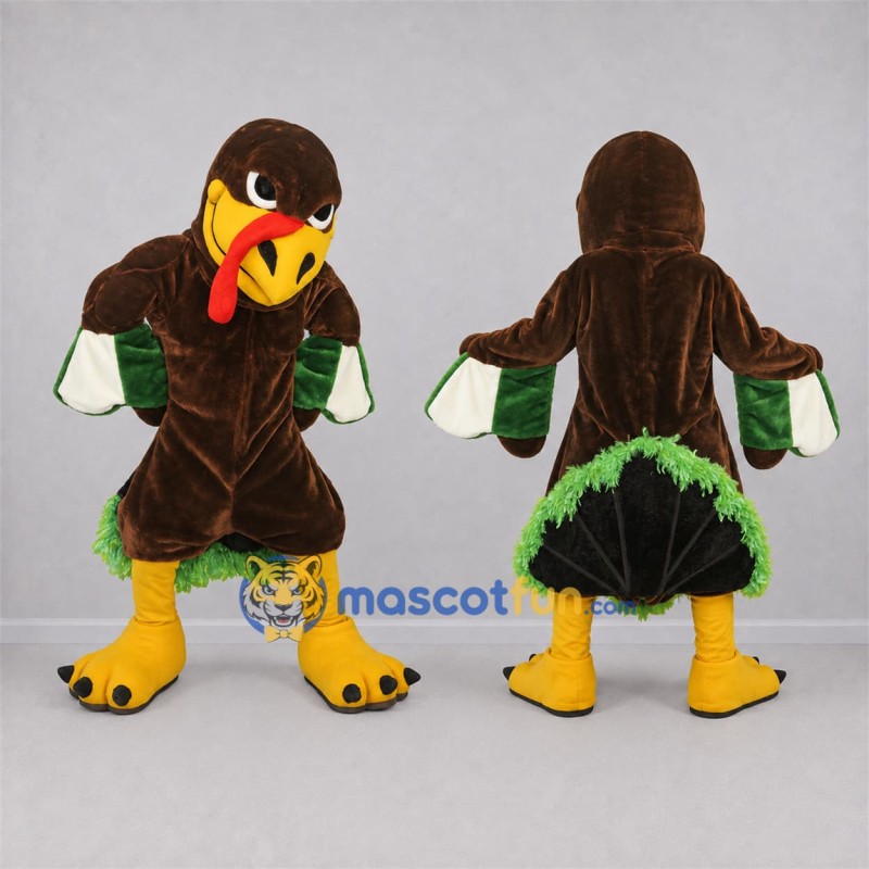 Custom Brown and Green Turkey Mascot Costume Adult Full Body Suit for Thanksgiving Events Custom Brown and Green Turkey Mascot Costume Adult Full Body Suit for Thanksgiving Events