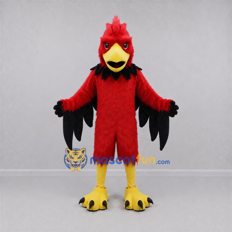 Custom Red and Black Cardinal Bird Mascot Costume Adult Full Body Suit for Sports Events