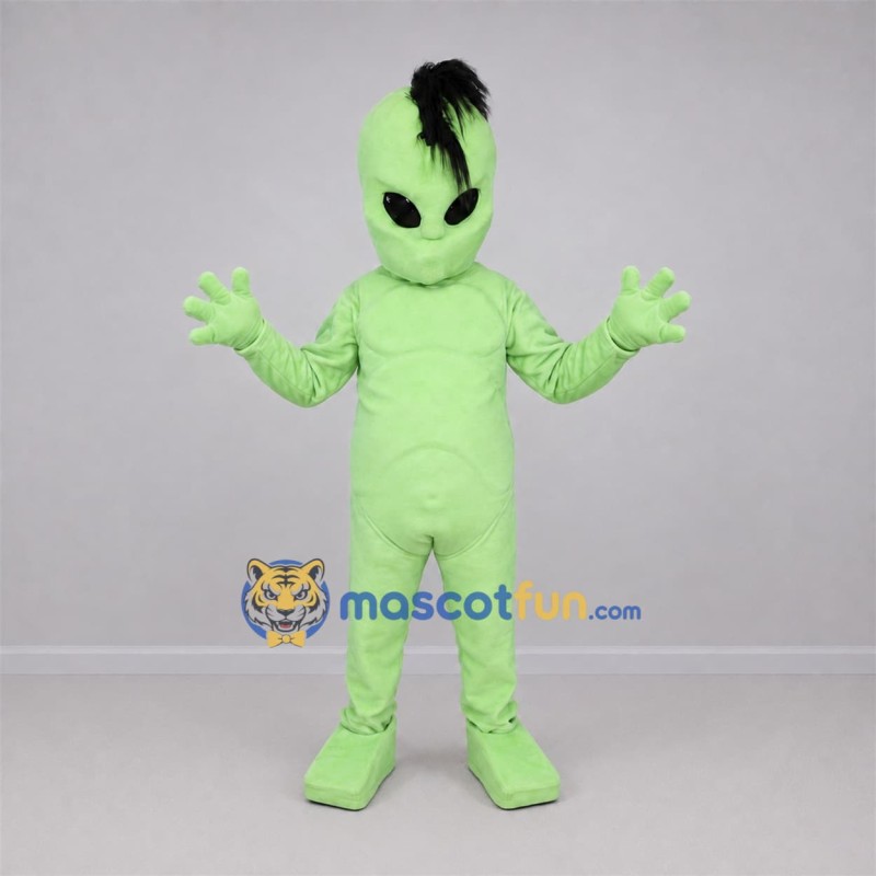 Custom Lime Green and Black Alien Mascot Costume Adult Full Body Suit for Space Events Custom Lime Green and Black Alien Mascot Costume Adult Full Body Suit for Space Events