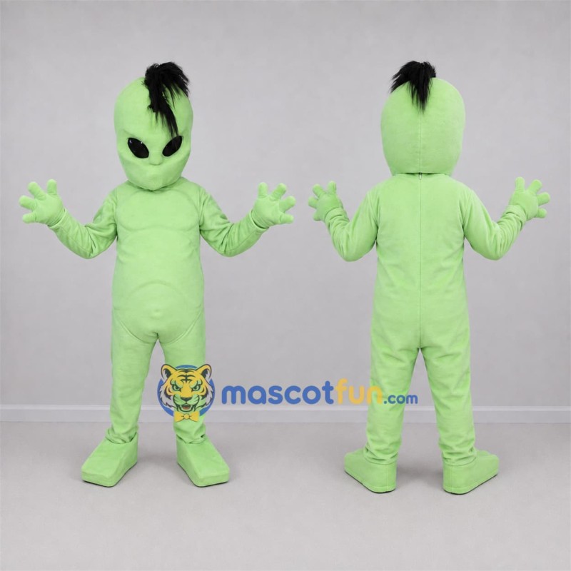 Custom Lime Green and Black Alien Mascot Costume Adult Full Body Suit for Space Events Custom Lime Green and Black Alien Mascot Costume Adult Full Body Suit for Space Events