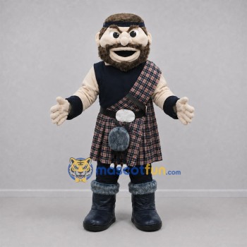 Custom Black and Brown Highlander Mascot Costume Adult Full Body Suit for Highland Games Custom Black and Brown Highlander Mascot Costume Adult Full Body Suit for Highland Games