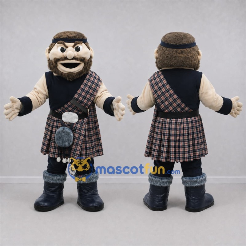 Custom Black and Brown Highlander Mascot Costume Adult Full Body Suit for Highland Games Custom Black and Brown Highlander Mascot Costume Adult Full Body Suit for Highland Games