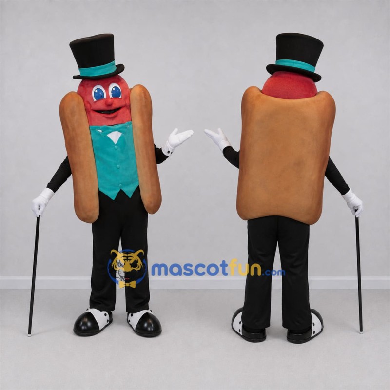 Custom Brown and Red Hot Dog Mascot Costume Adult Full Body Suit for Food Festivals Custom Brown and Red Hot Dog Mascot Costume Adult Full Body Suit for Food Festivals