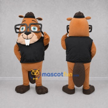 Custom Brown and Black Beaver Mascot Costume Adult Full Body Suit for School Events