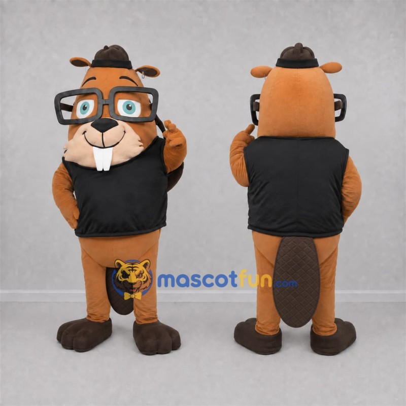 Custom Brown and Black Beaver Mascot Costume Adult Full Body Suit for School Events Custom Brown and Black Beaver Mascot Costume Adult Full Body Suit for School Events