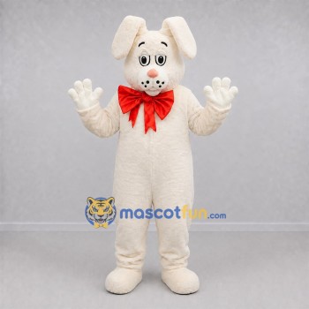 Custom White and Red Rabbit Mascot Costume Adult Full Body Suit for Easter Events Custom White and Red Rabbit Mascot Costume Adult Full Body Suit for Easter Events