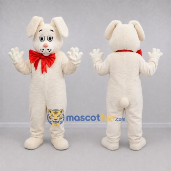 Custom White and Red Rabbit Mascot Costume Adult Full Body Suit for Easter Events