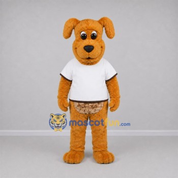 Custom Tan and White Dog Mascot Costume Adult Full Body Suit for School Events