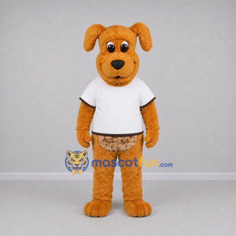 Custom Tan and White Dog Mascot Costume Adult Full Body Suit for School Events Custom Tan and White Dog Mascot Costume Adult Full Body Suit for School Events