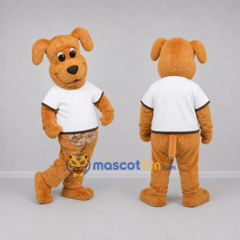 Custom Tan and White Dog Mascot Costume Adult Full Body Suit for School Events