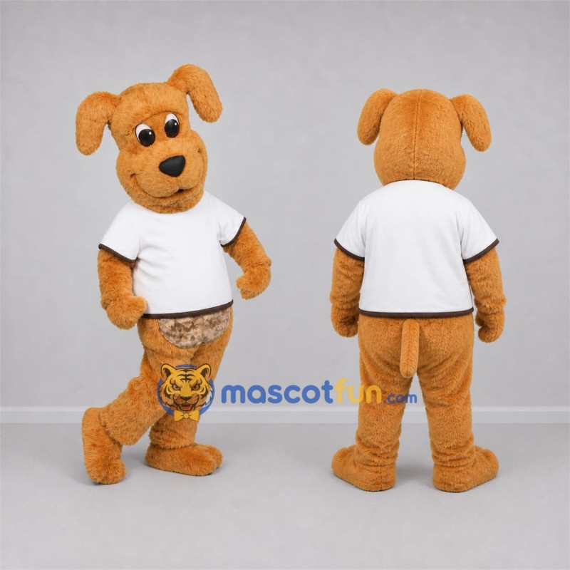 Custom Tan and White Dog Mascot Costume Adult Full Body Suit for School Events Custom Tan and White Dog Mascot Costume Adult Full Body Suit for School Events