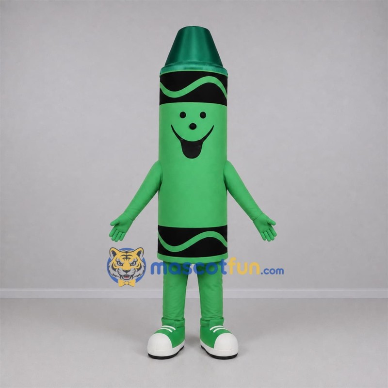 Custom Green and Black Crayon Mascot Costume Adult Full Body Suit for Art Events Custom Green and Black Crayon Mascot Costume Adult Full Body Suit for Art Events