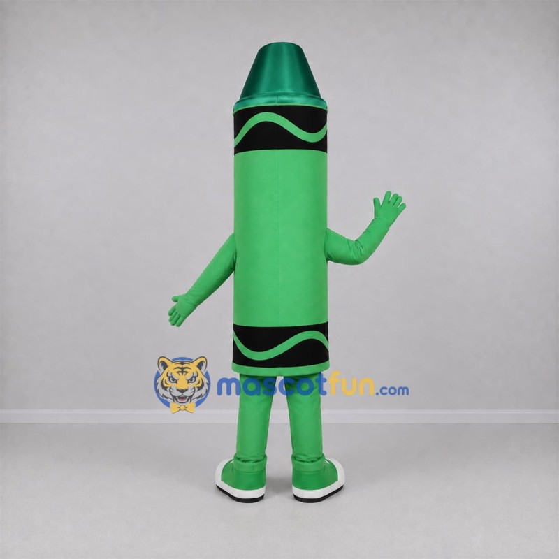 Custom Green and Black Crayon Mascot Costume Adult Full Body Suit for Art Events Custom Green and Black Crayon Mascot Costume Adult Full Body Suit for Art Events