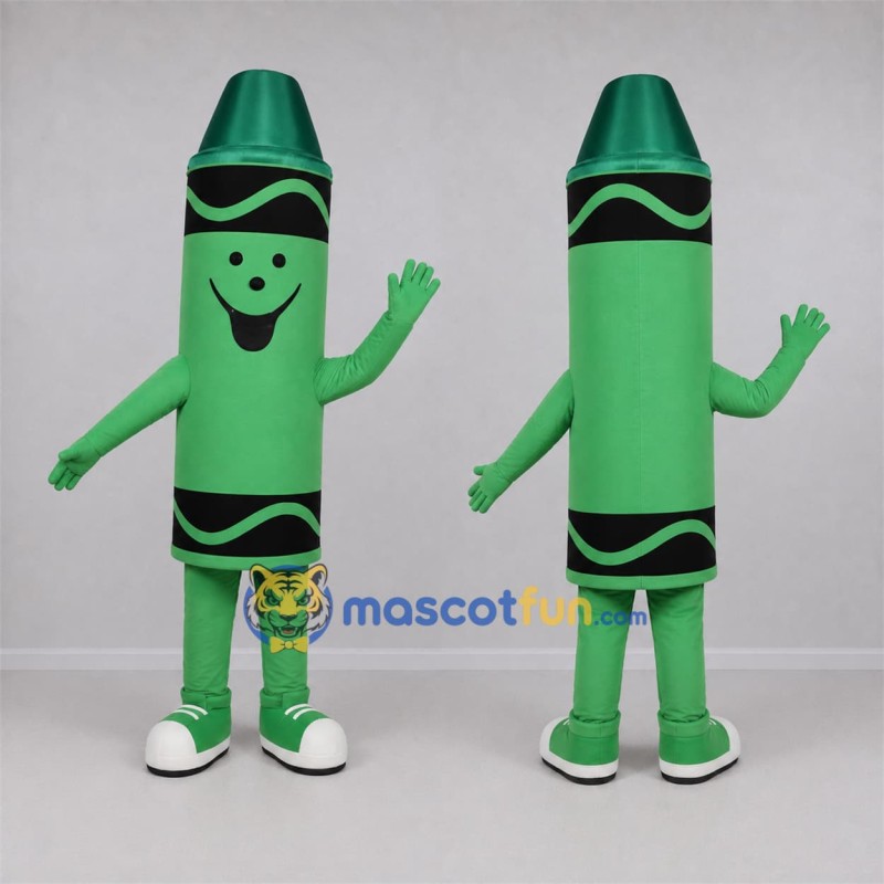Custom Green and Black Crayon Mascot Costume Adult Full Body Suit for Art Events Custom Green and Black Crayon Mascot Costume Adult Full Body Suit for Art Events