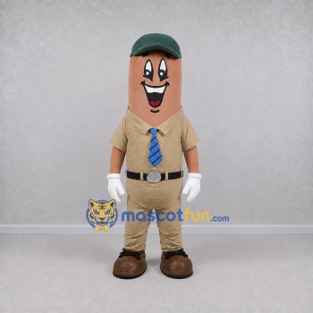Custom Tan and Green Sausage Mascot Costume Adult Full Body Suit for Food Festivals Custom Tan and Green Sausage Mascot Costume Adult Full Body Suit for Food Festivals