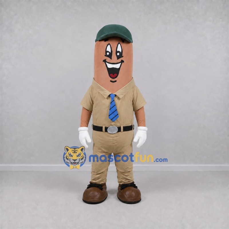 Custom Tan and Green Sausage Mascot Costume Adult Full Body Suit for Food Festivals