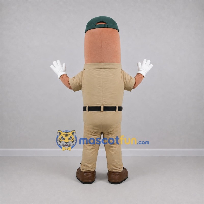 Custom Tan and Green Sausage Mascot Costume Adult Full Body Suit for Food Festivals