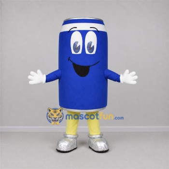 Custom Blue and White Beverage Can Mascot Costume Adult Full Body Suit for Promotional Events Custom Blue and White Beverage Can Mascot Costume Adult Full Body Suit for Promotional Events