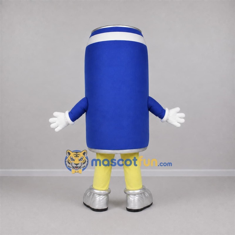 Custom Blue and White Beverage Can Mascot Costume Adult Full Body Suit for Promotional Events