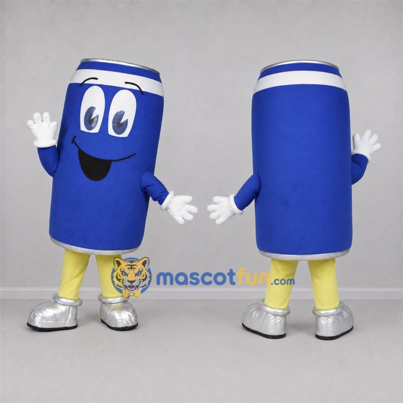 Custom Blue and White Beverage Can Mascot Costume Adult Full Body Suit for Promotional Events