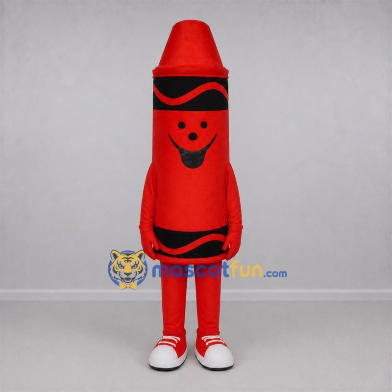 Custom Red and Black Crayon Mascot Costume Adult Full Body Suit for Art Events Custom Red and Black Crayon Mascot Costume Adult Full Body Suit for Art Events
