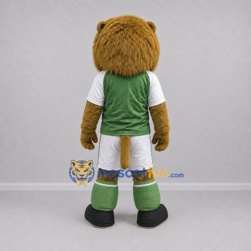 Custom Tan and Green Lion Mascot Costume Adult Full Body Suit for Sports Events