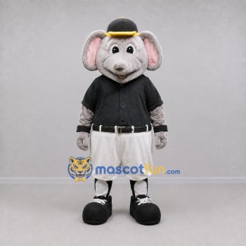 Custom Gray and Black Elephant Mascot Costume Adult Full Body Suit for Baseball Games