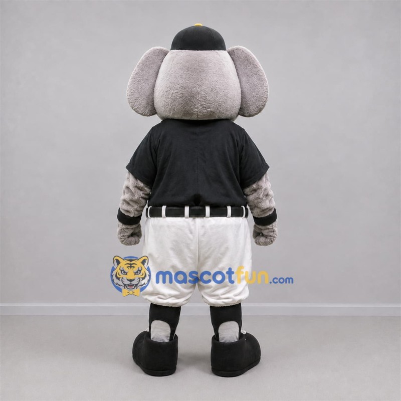 Custom Gray and Black Elephant Mascot Costume Adult Full Body Suit for Baseball Games Custom Gray and Black Elephant Mascot Costume Adult Full Body Suit for Baseball Games