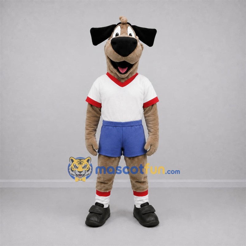 Custom Tan and White Dog Mascot Costume Adult Full Body Suit for Sports Events