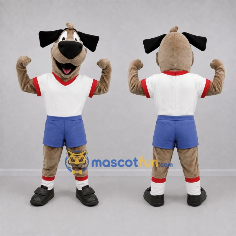 Custom Tan and White Dog Mascot Costume Adult Full Body Suit for Sports Events